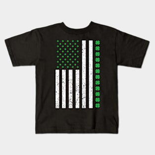 Shamrock Irish Usa Flag St Patricks Day Kids T-Shirt